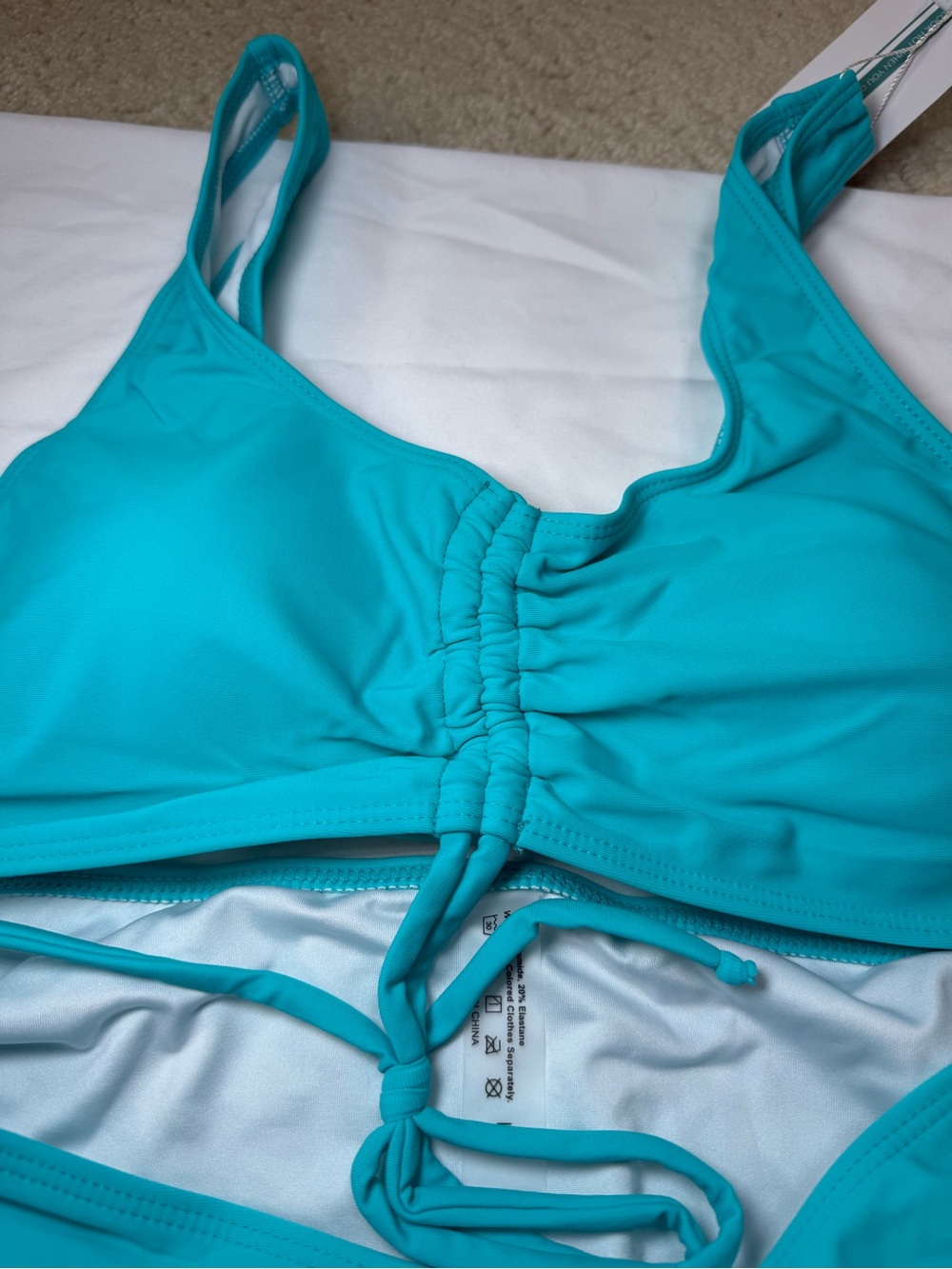 Turquoise Ruched Bikini Set - Women - Picture 7 of 7